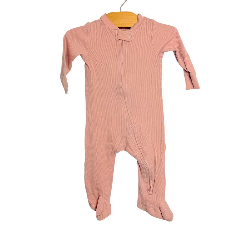 Little Planet by Carters Organic Ribbed Footed Sleeper Pink 6M Zip Up Pajamas